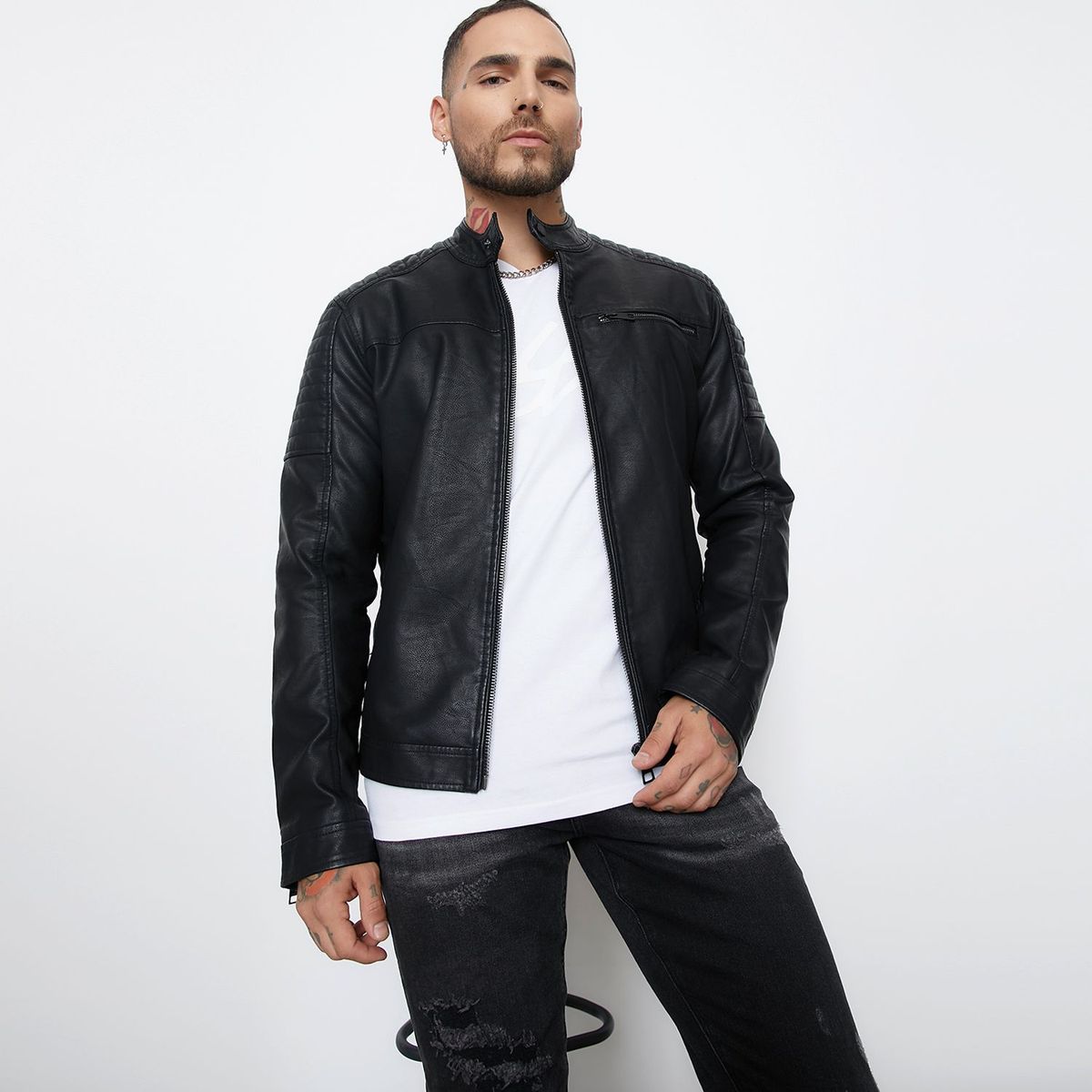 MOSSIMO - Chaqueta Efecto cuero Hombre Mossimo