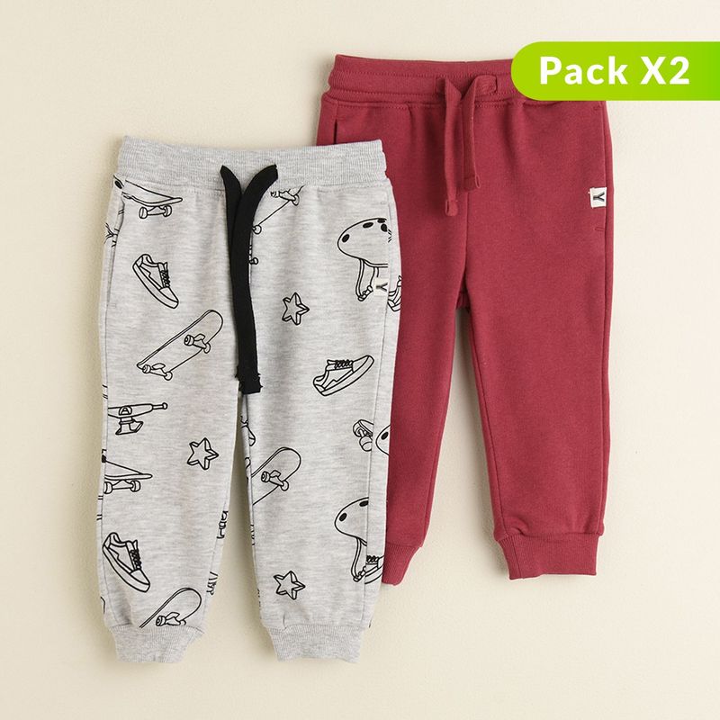 YAMP - Pack de 2 Pantalones Jogger para Bebé niño en Algodón Yamp
