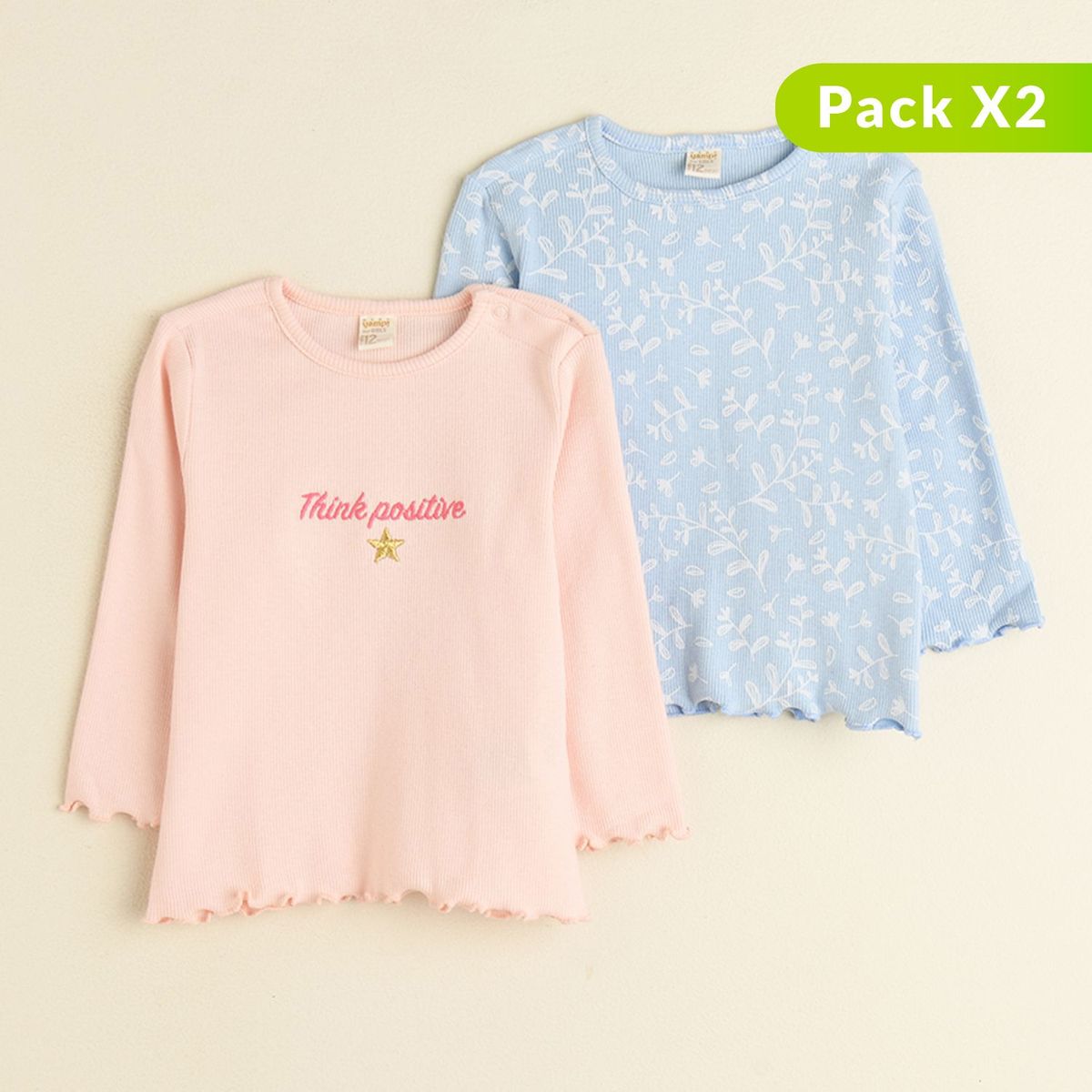 YAMP - Pack x2 Camiseta para Bebé niña en Algodón Yamp