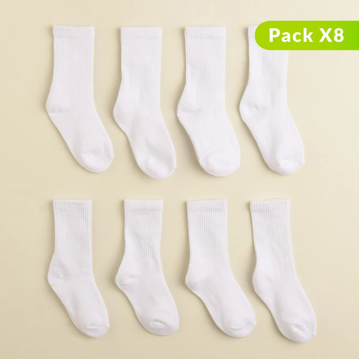 YAMP - Pack de 8 pares de medias blancas para niña Yamp