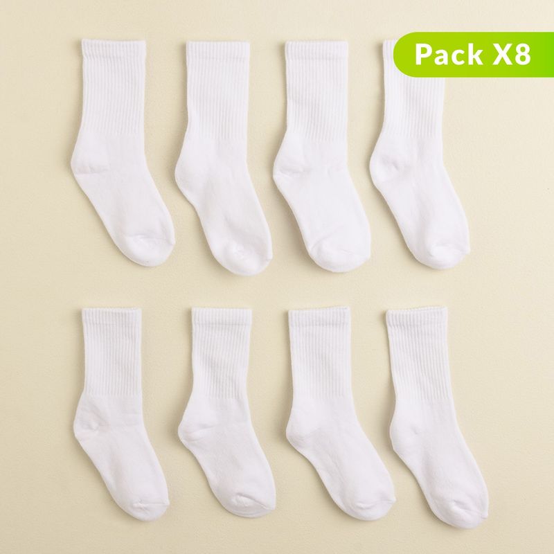 YAMP - Pack de 8 pares de medias blancas para niña Yamp