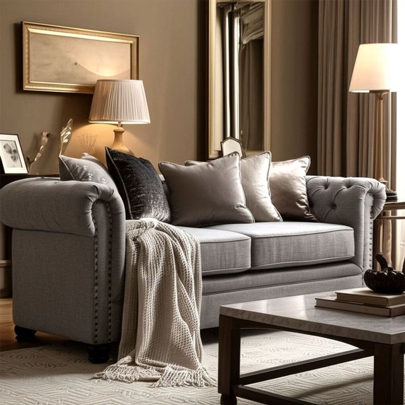 ROBERTA ALLEN - Sofá cama 3 puestos en Tela 200 x 92 x 75 cm, con Patas de Madera - Mueble Roberta Allen Arthur -  0% Interés a 3, 6 o 12 Cuotas Pagando con tu CMR Banco Falabella
