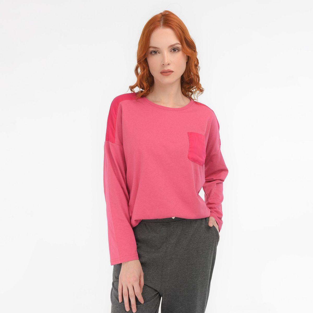 UNIVERSITY CLUB - Camiseta de Pijama para Mujer Corta Manga larga de Algodón University Club