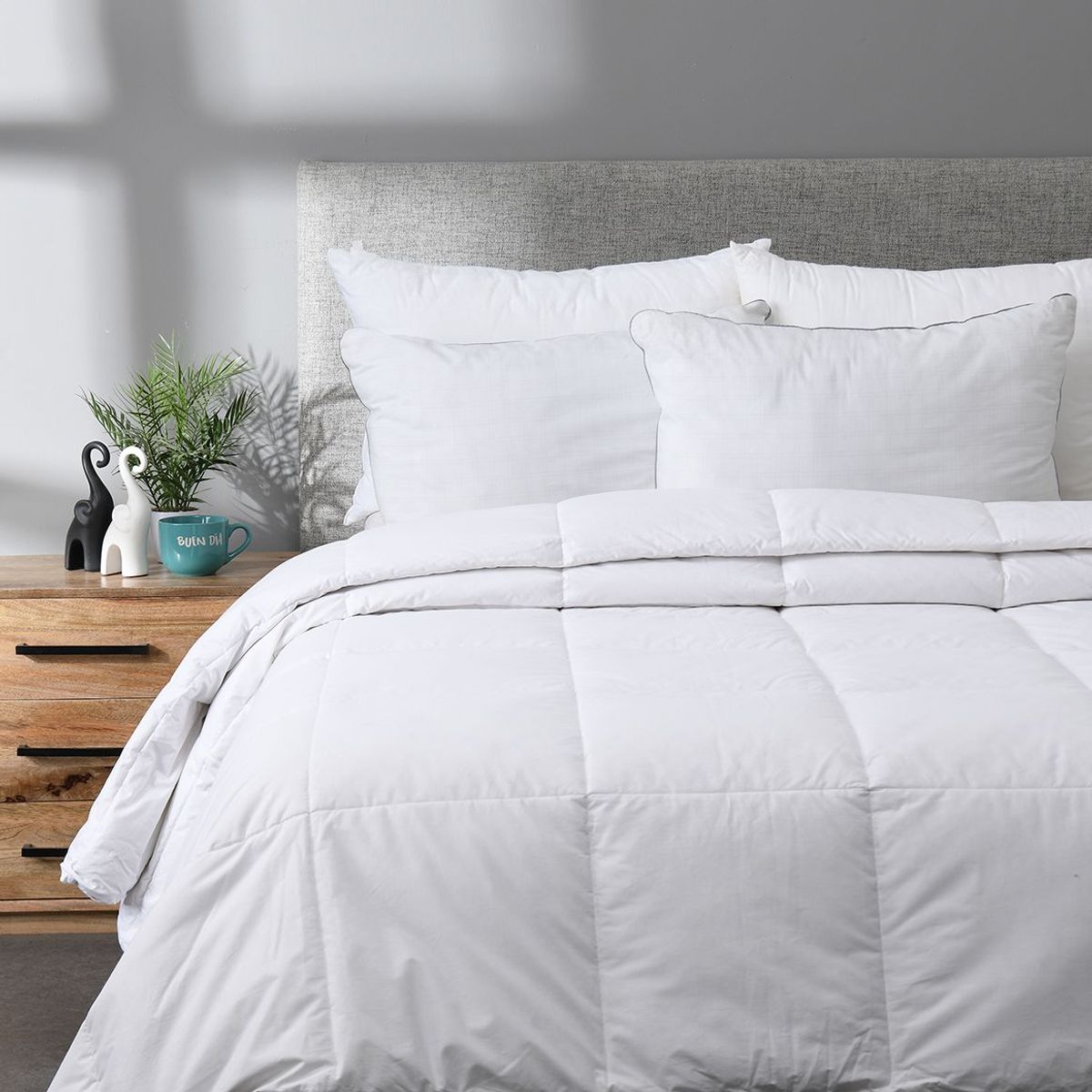 BASEMENT HOME - Plumón con exterior de Algodón y Relleno de Plumas de pato acolchado, Hipoalergenico Basement Home. Plumones para cama Doble, Queen, King