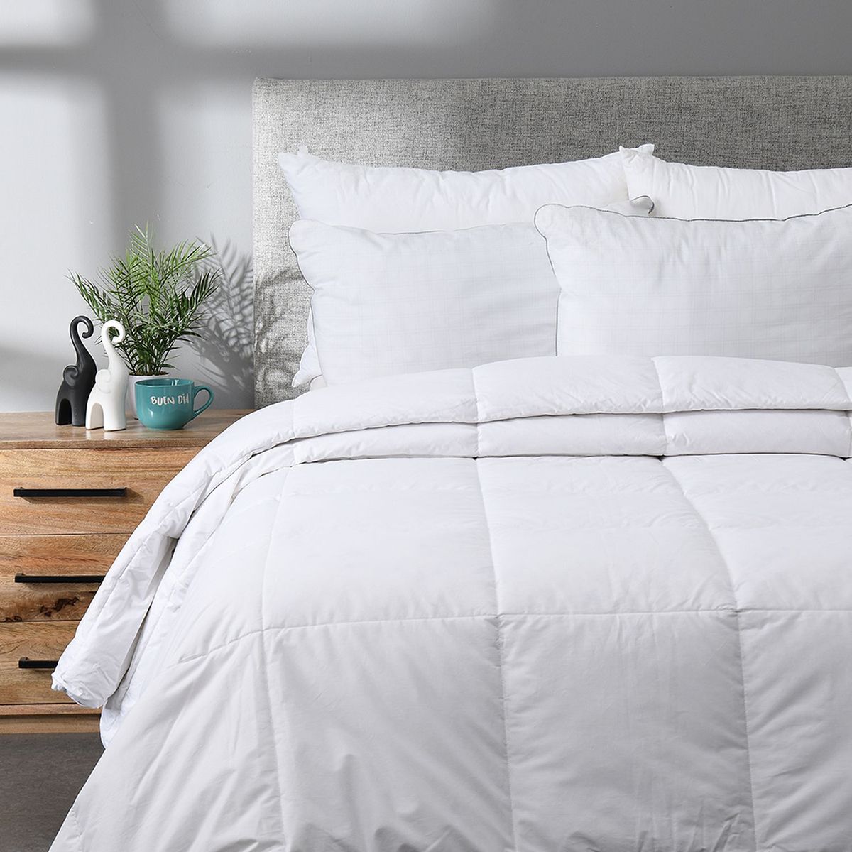 BASEMENT HOME - Plumón con exterior de Algodón y Relleno de Plumas de pato acolchado, Hipoalergenico Basement Home. Plumones para cama Doble, Queen, King