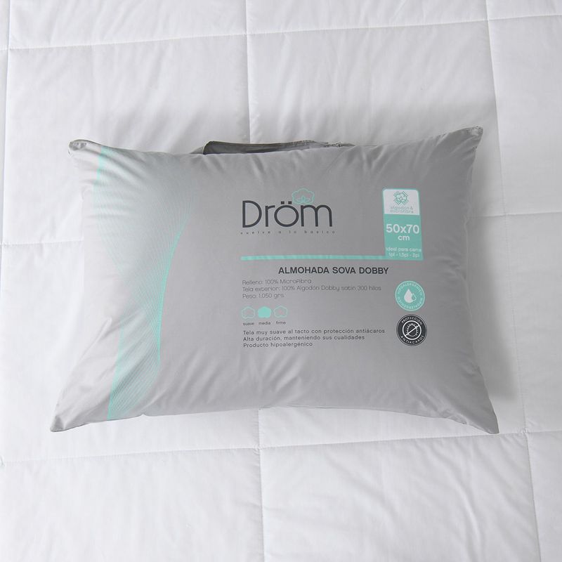 DROM - Almohada de Microfibra, Firmeza Suave 50 X 70 cm Drom Sova Dobby