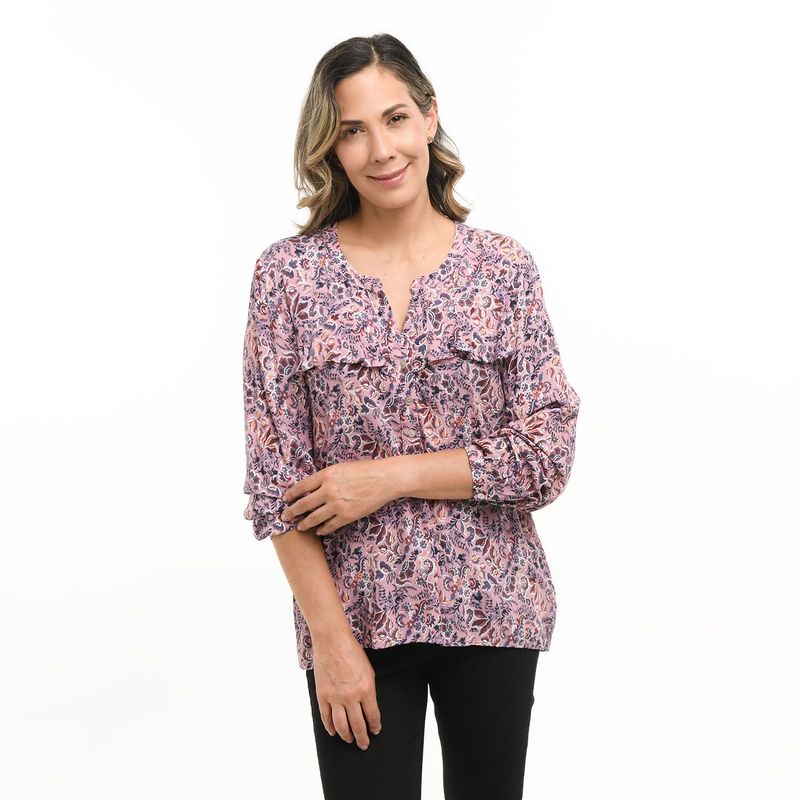 NEWPORT - Blusa Mujer con Flores Manga larga Newport