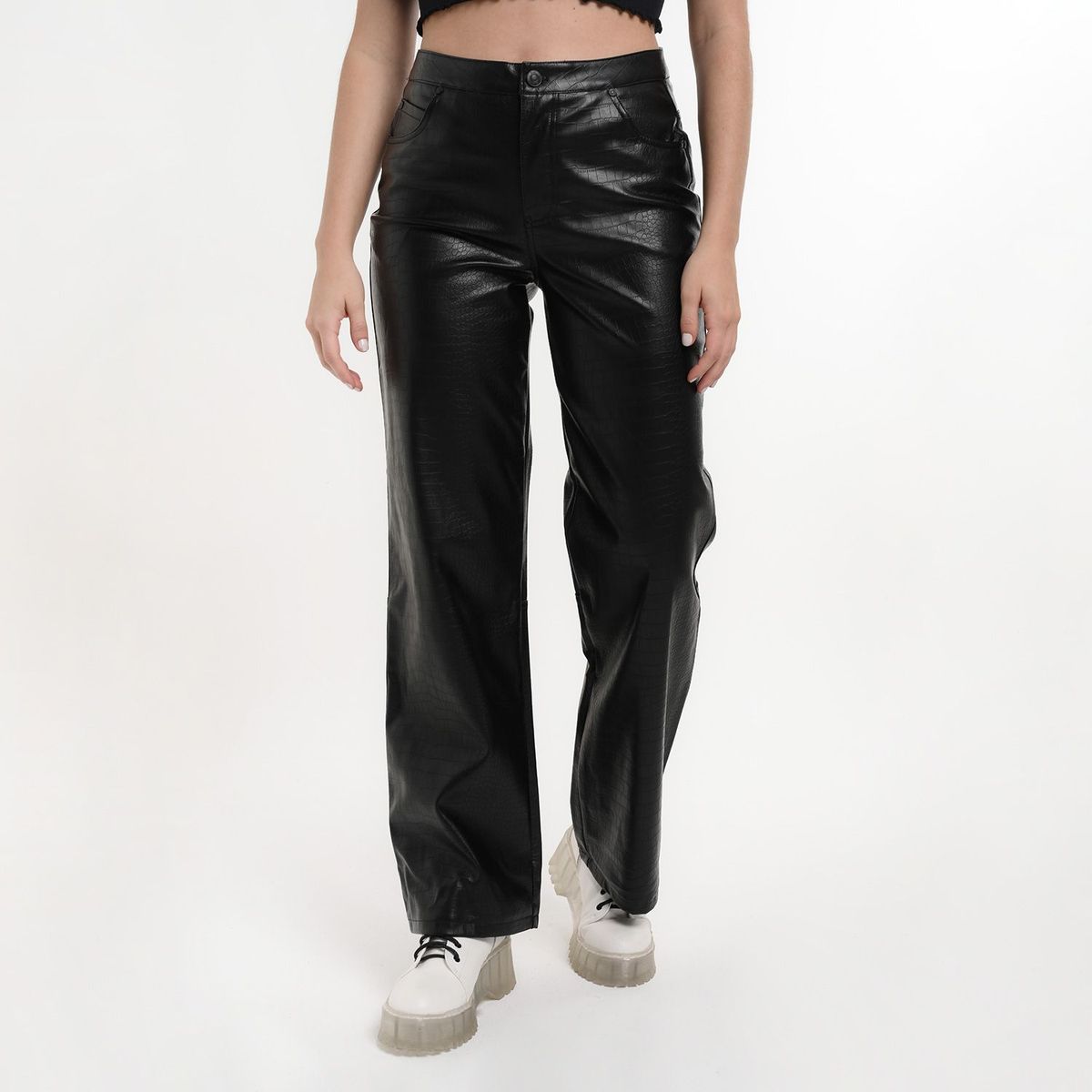 SYBILLA - Pantalón Wide Leg Efecto cuero Mujer