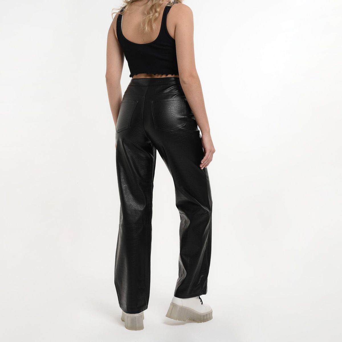 SYBILLA - Pantalón Wide Leg Efecto cuero Mujer