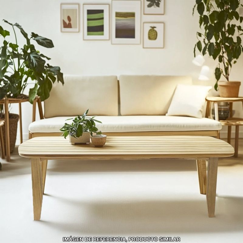 BASEMENT HOME - Mesa de Centro Moderna Ovalada en Madera Teca Lita 140 x 70 x 35 cm Basement Home -  0% Interés a 3, 6 o 12 Cuotas Pagando con tu CMR Banco Falabella