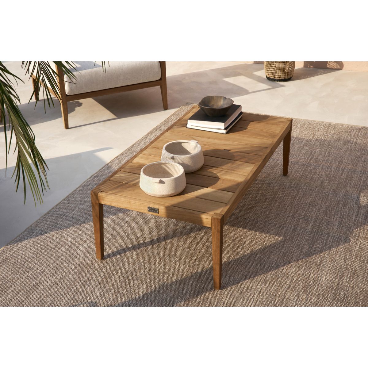 BASEMENT HOME - Mesa de Centro Moderna Rectangular en Madera Teca Aruba 120 x 60 x 35.5 cm Basement Home