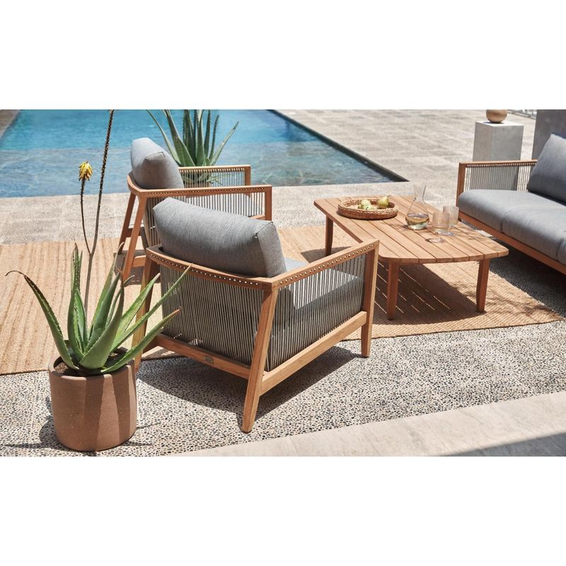 BASEMENT HOME - Poltrona de Exterior y Terraza o Jardín Moderna en Madera 1 Puesto Lita 70 x 68 x 55 cm Basement Home - 0% Interés a 3, 6 o 12 Cuotas Pagando con tu CMR Banco Falabella