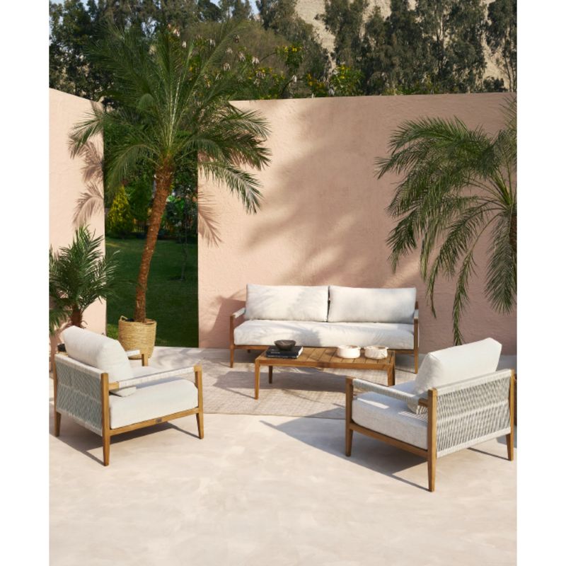 BASEMENT HOME - Sofá de Exterior y Terraza o Jardín 3 Puestos en Madera Teca Aruba 195 x 75 x 62.5 cm Basement Home - 0% Interés a 3, 6 o 12 Cuotas Pagando con tu CMR Banco Falabella