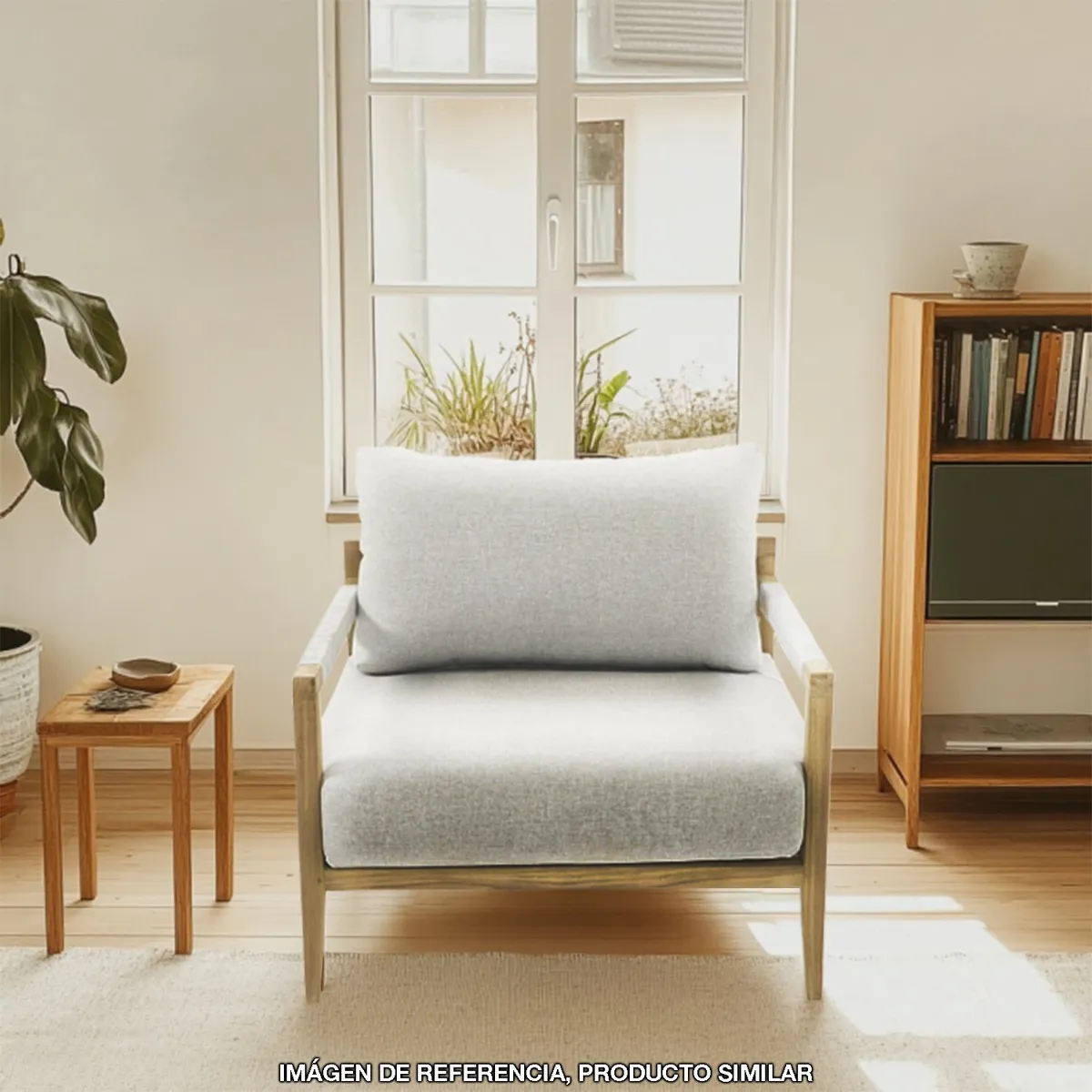 BASEMENT HOME - Poltrona de Exterior y Terraza o Jardín Moderna en Madera 1 Puesto Aruba 82.6 x 75 x 62.5 cm Besement Home