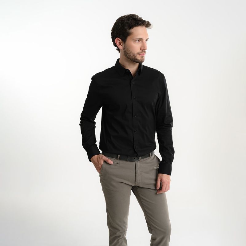 BASEMENT - Camisa Hombre Manga larga de Algodón BASEMENT