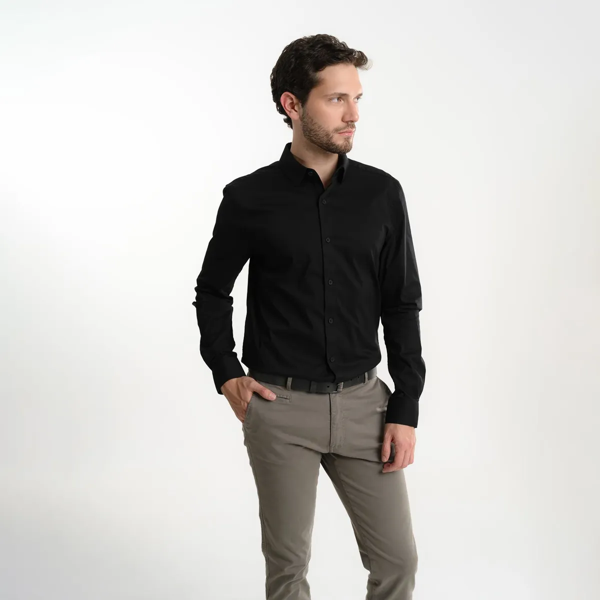 BASEMENT - Camisa Hombre Manga larga de Algodón BASEMENT