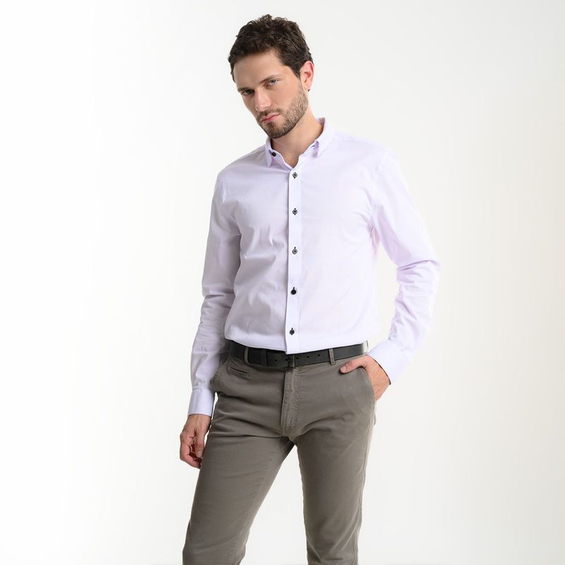 BASEMENT - Camisa Hombre Manga larga de Algodón BASEMENT