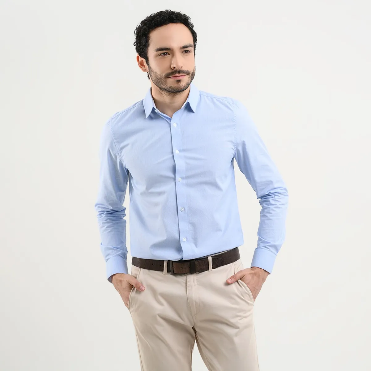 BASEMENT - Camisa de vestir para Hombre de Rayas Manga larga Slim Basement