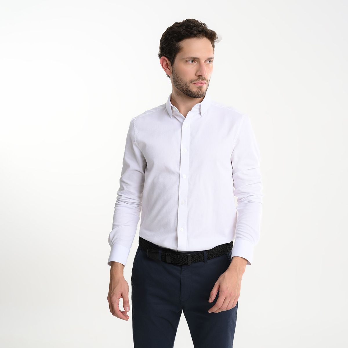 BASEMENT - Camisa de vestir para Hombre Manga larga Slim Basement