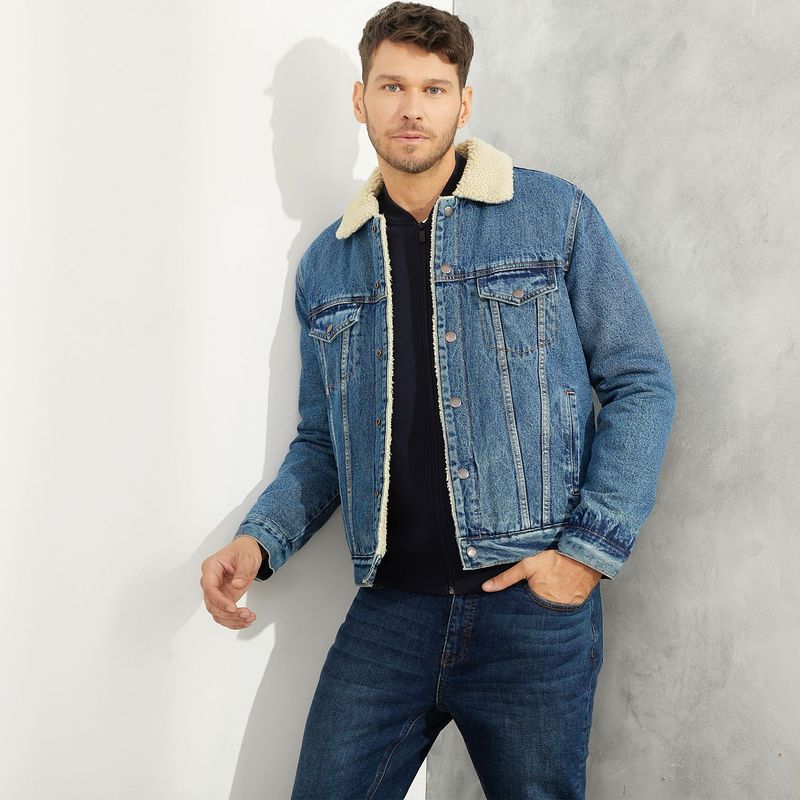 WOLF & HANK - Chaqueta de jean para Hombre Ovejera de Algodón Wolf & Hank