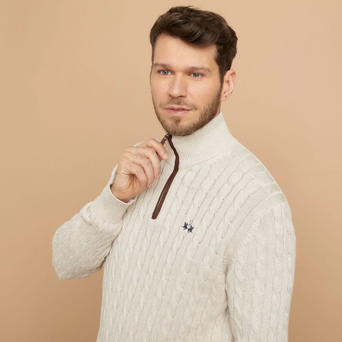 LA MARTINA - Saco para Hombre Cuello con cremallera de Algodón La Martina