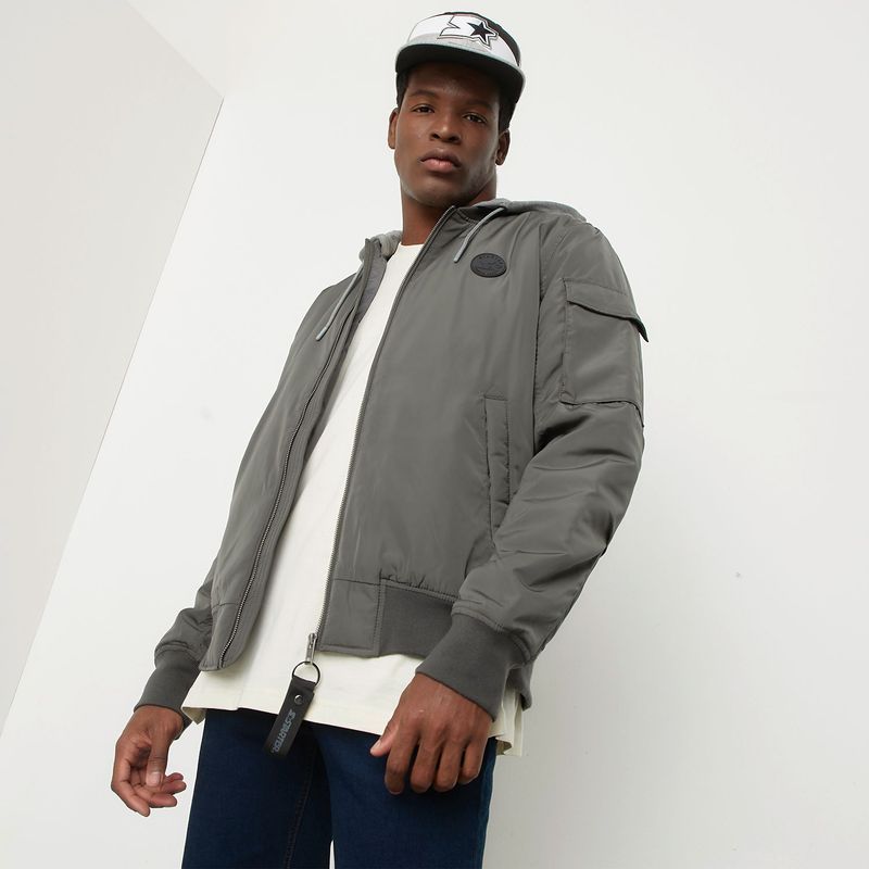 STARTER - Chaqueta Bomber para Hombre con Logo Con capota Starter