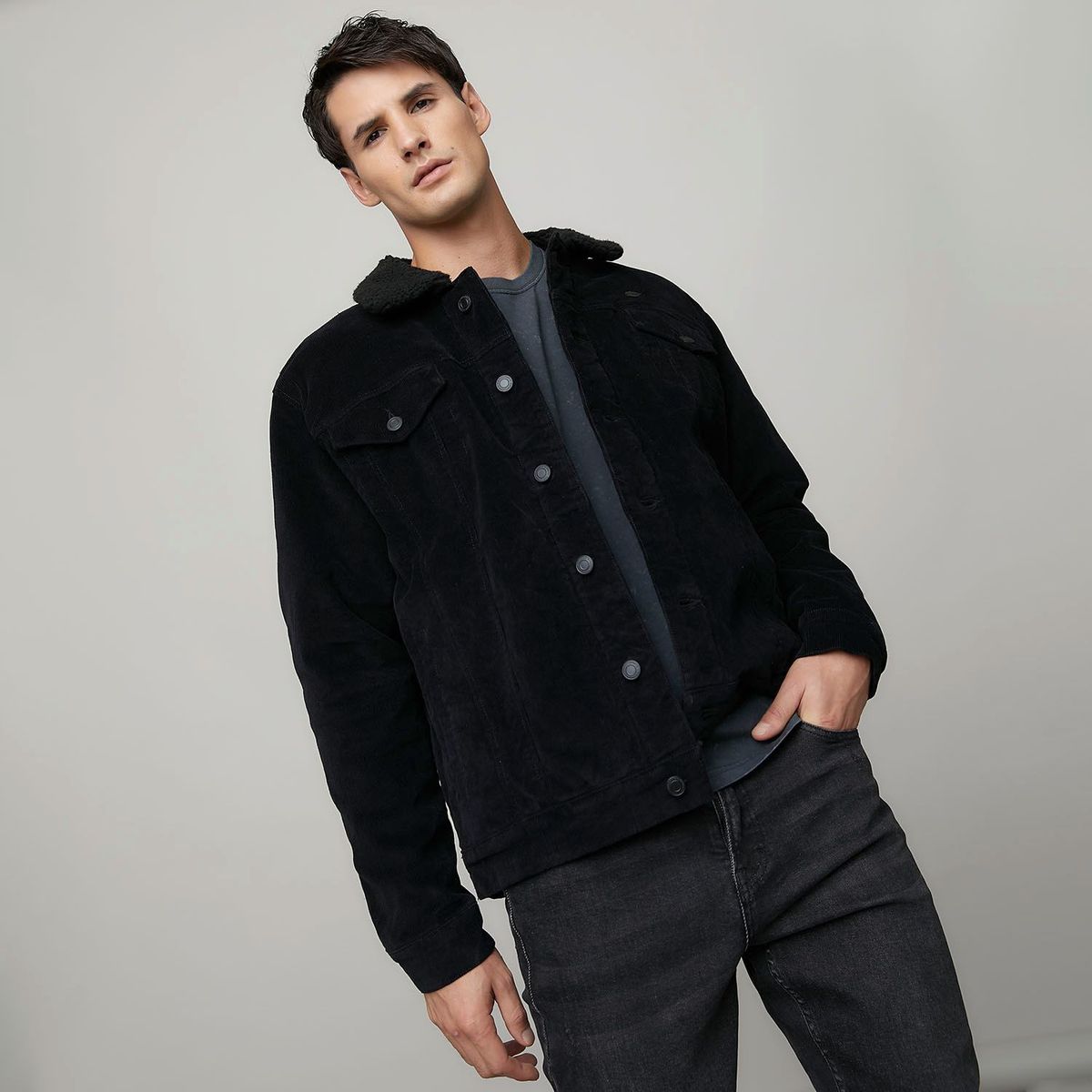 BASEMENT - Chaqueta para Hombre Ovejera de Algodón Basement