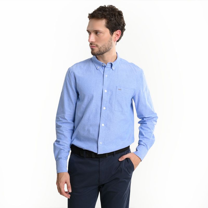 Camisa Casual Rayas Azul Para Hombre | Lg Seguridad