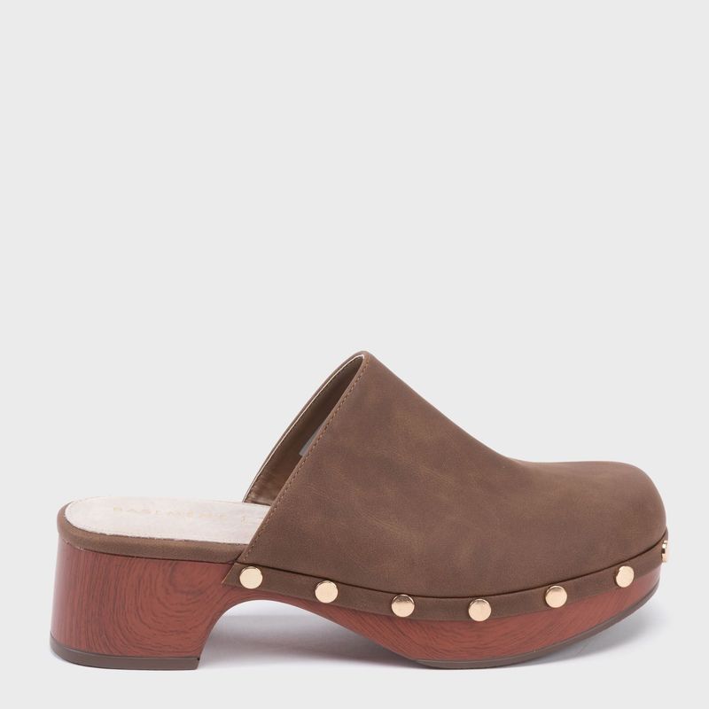BASEMENT - Zuecos para Mujer Cafés con Tacón Bajo Cemules Basement