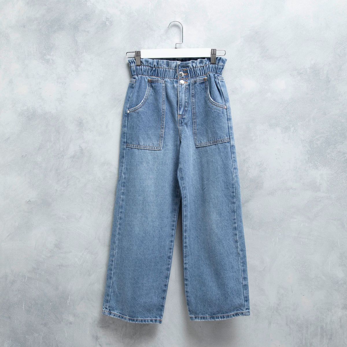 ELV - Jean baggy con Cintura elásticada para niña juvenil ELV