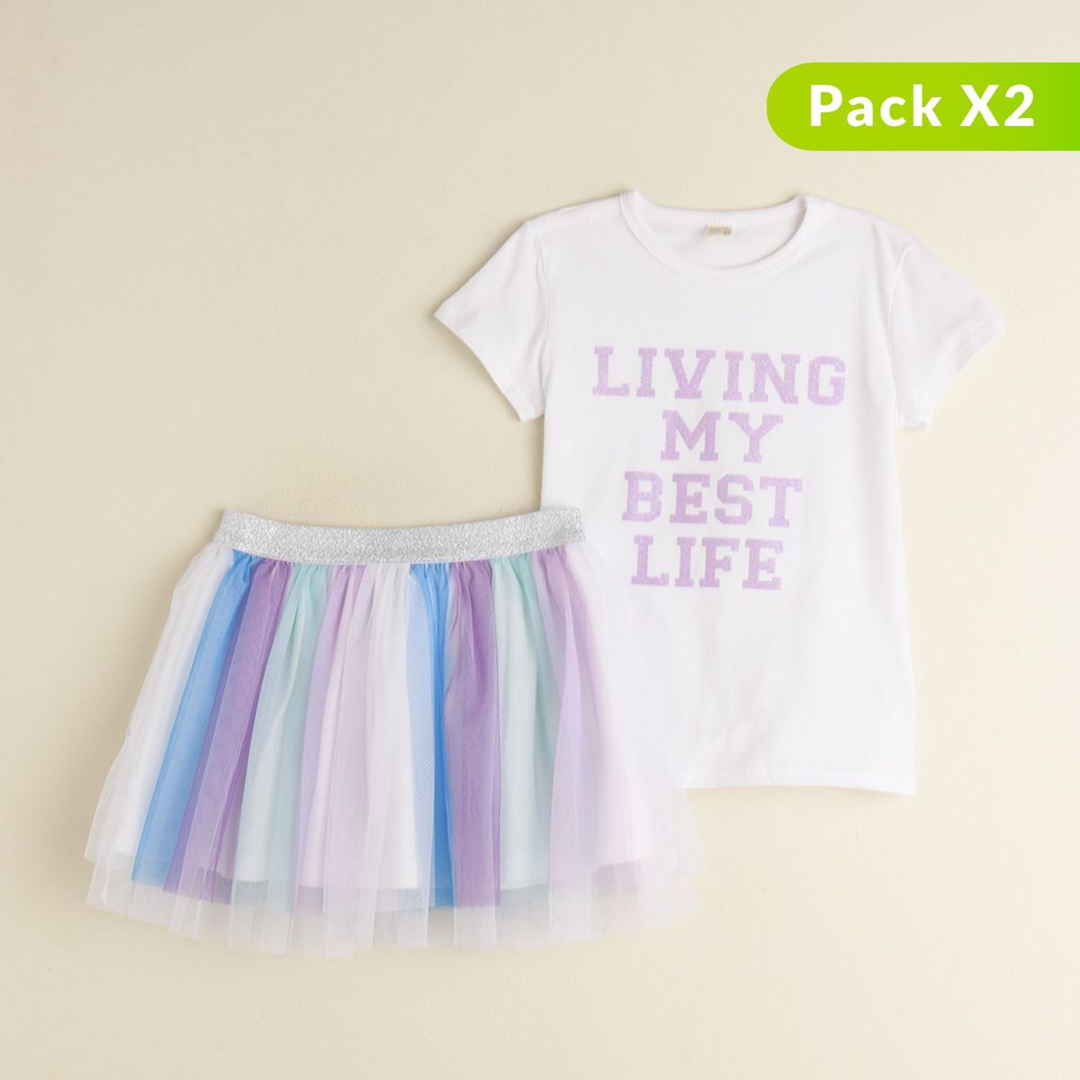 YAMP - Conjunto Camiseta y Falda Tutu para niña Yamp