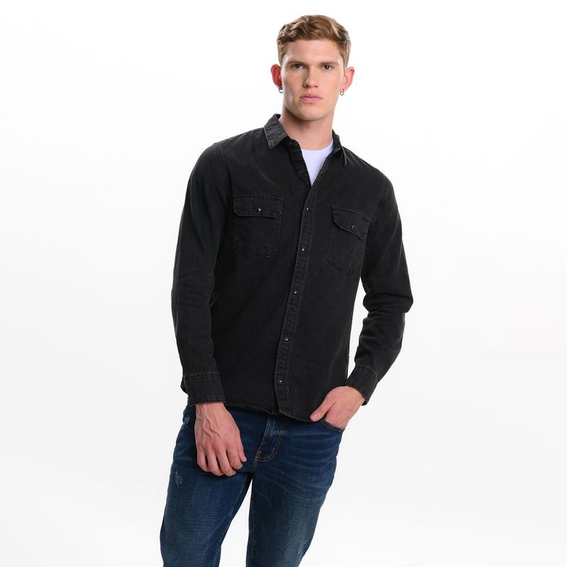 DENIMLAB - Camisa de jean Hombre Manga larga Slim de Algodón Denimlab