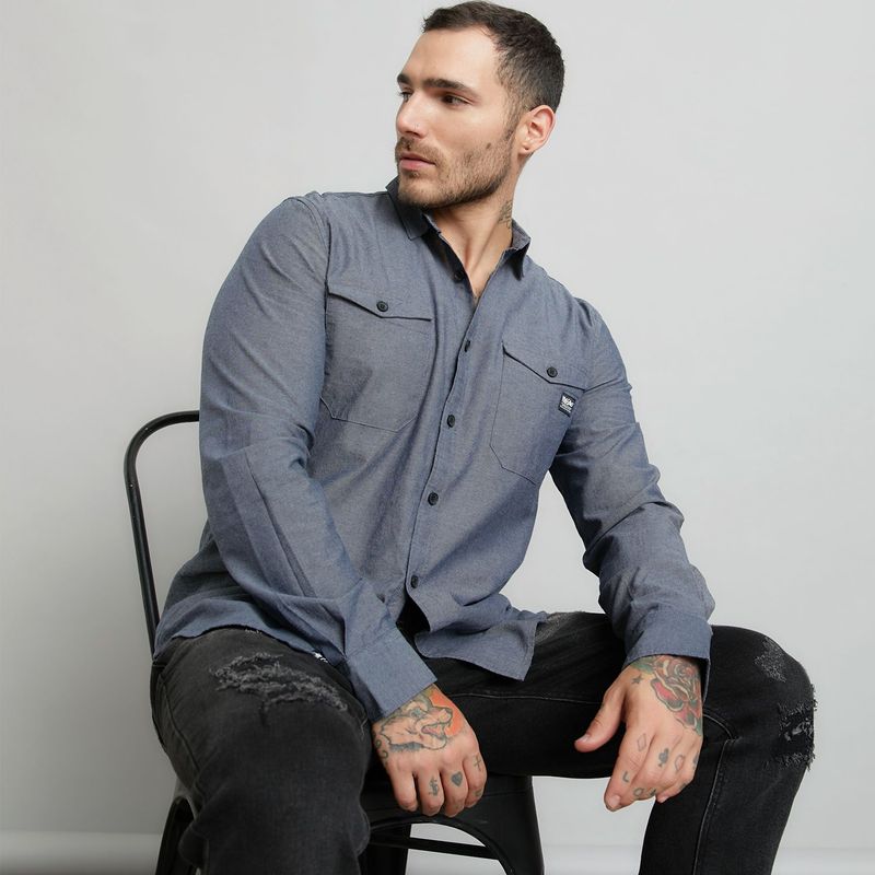 MOSSIMO - Camisa de jean para Hombre Manga larga Mossimo