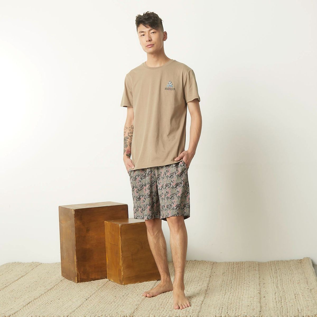 BEARCLIFF - Pijama para Hombre Corta Manga corta de Algodón Bearcliff