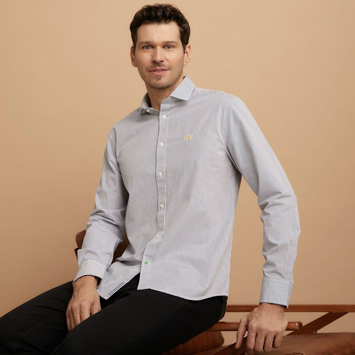 LA MARTINA - Camisa para Hombre Manga larga Slim La Martina