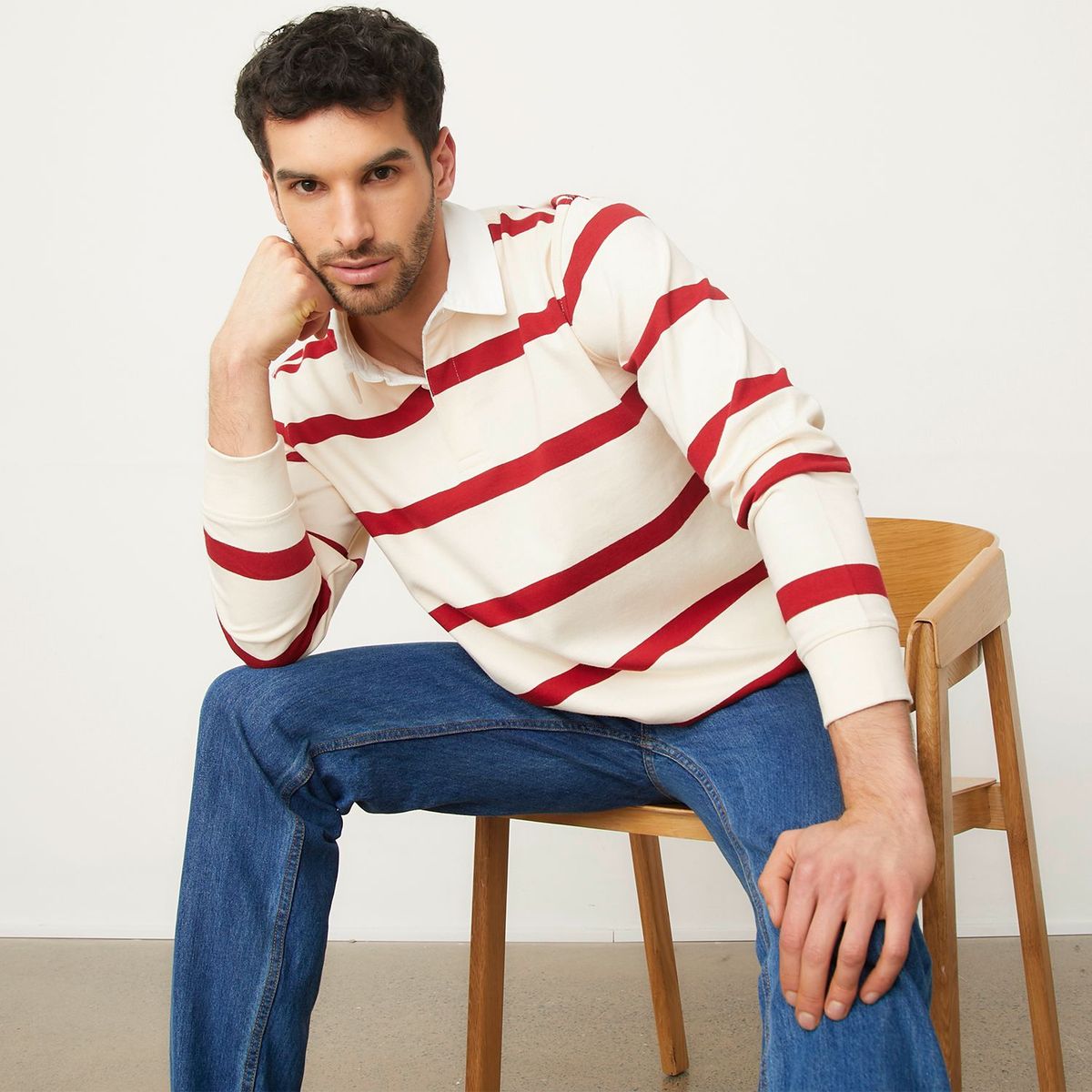 UNIVERSITY CLUB - Camiseta polo De Rayas para Hombre Manga larga University Club