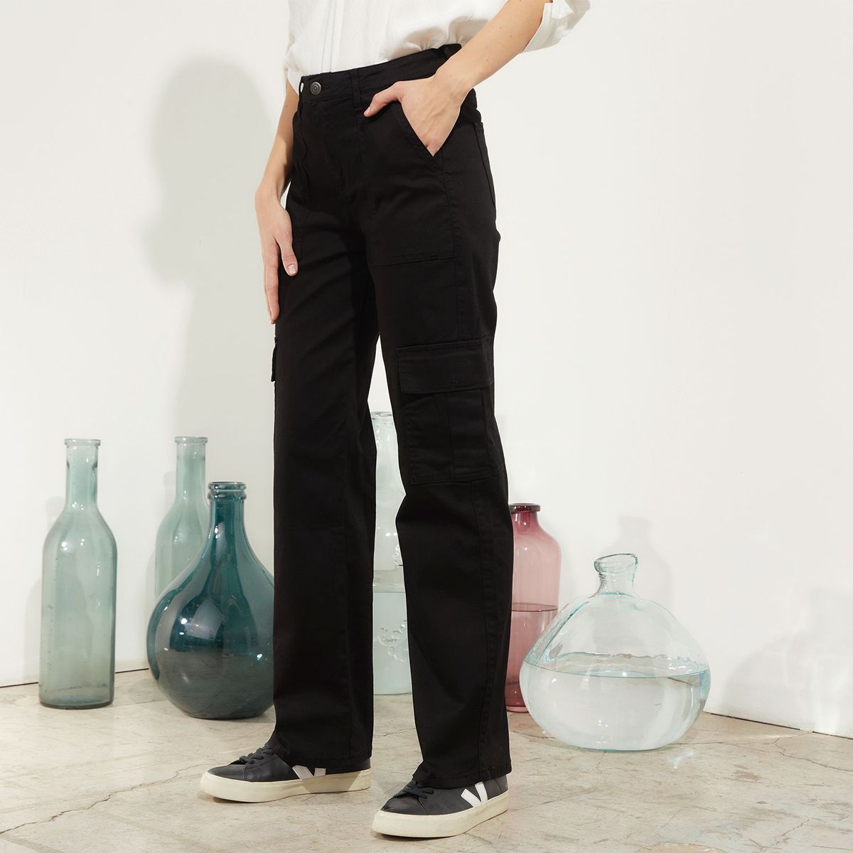 UNIVERSITY CLUB - Pantalón Cargo Tiro alto para Mujer