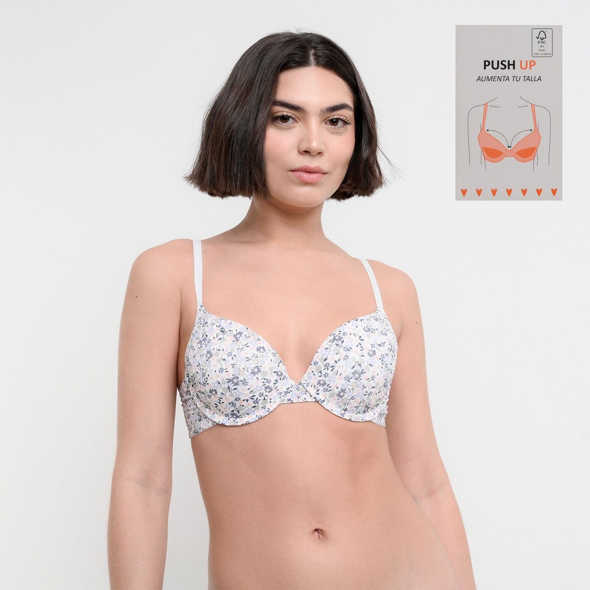 SYBILLA - Brasier push up con Flores Push Up Con varilla Sybilla