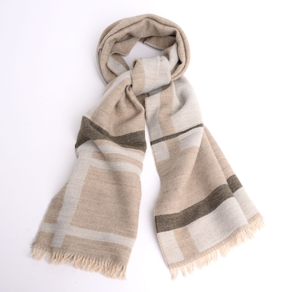 BASEMENT - Bufanda Basement para mujer Beige a cuadros