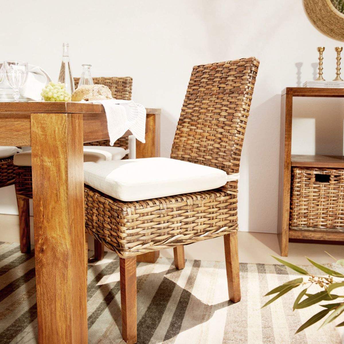 BASEMENT HOME - Set X2 Silla de Comedor para Exterior en Rattán, Kretes 55 x 49 x 98 cm - Mueble Basement Home 