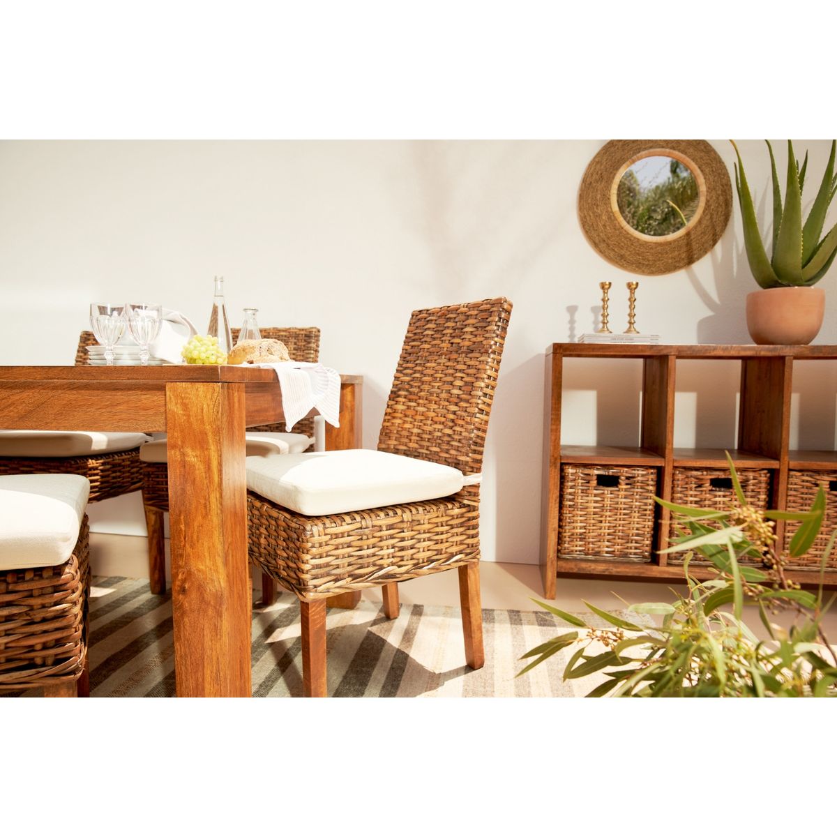 BASEMENT HOME - Set X2 Silla de Comedor para Exterior en Rattán, Kretes 55 x 49 x 98 cm - Mueble Basement Home 