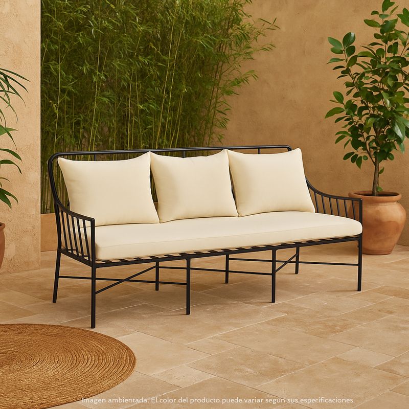 BASEMENT HOME - Sofá de terraza Poliéster 3 puestos Saint Tropez - 0% Interés a 3, 6 o 12 Cuotas Pagando con tu CMR Banco Falabella