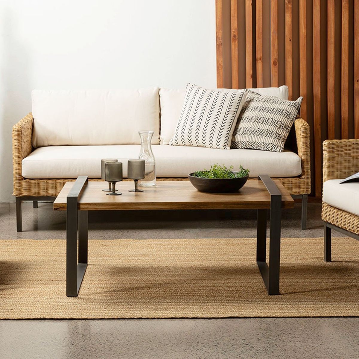 BASEMENT HOME - Mesa de Centro Moderna Rectangular en Melamina Gobi 110 x 110 x 46.5 cm