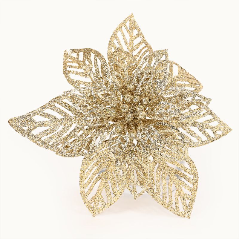 MICA - Adorno Navideño: Flor Dorada 18 cm