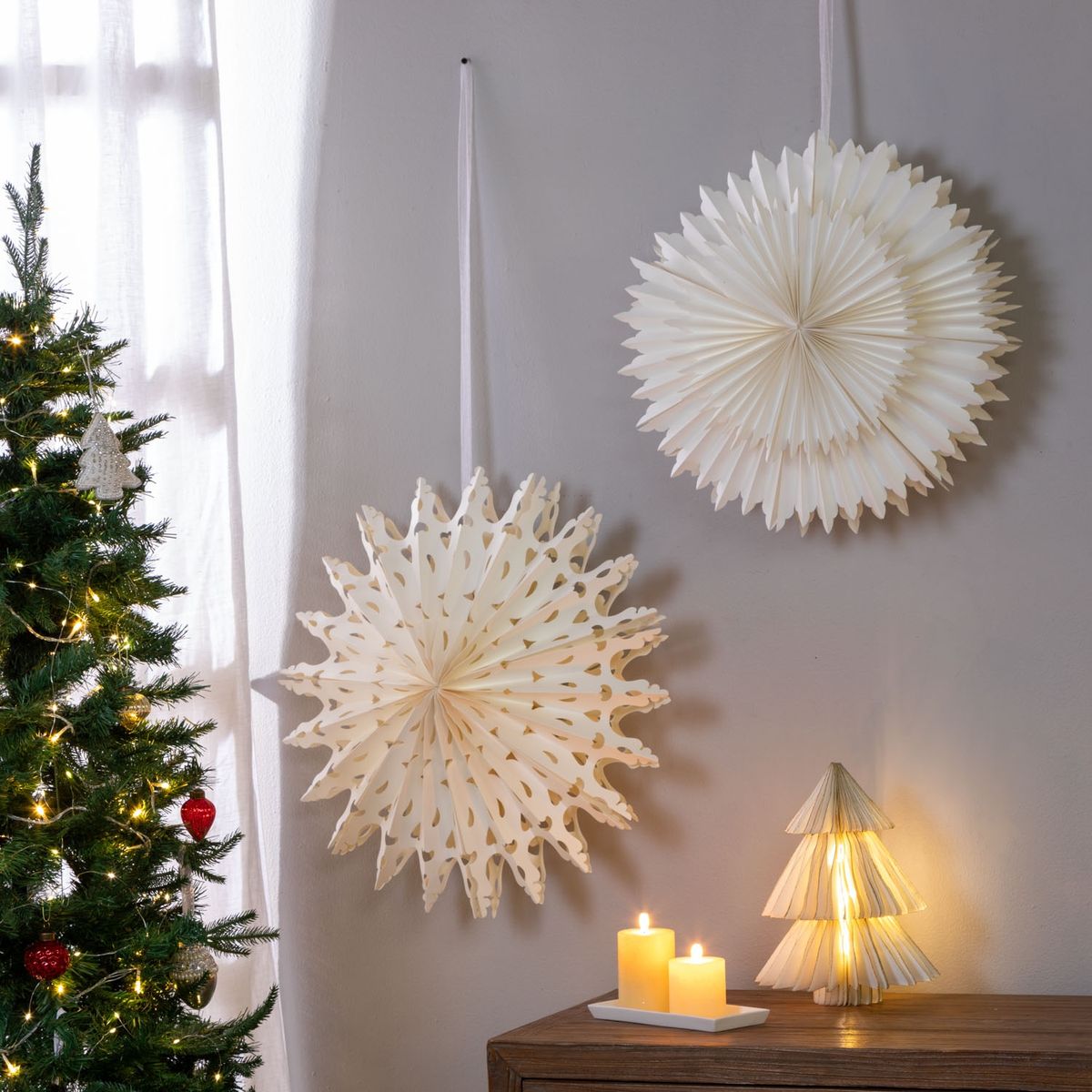 MICA - Colgante decorativo Copo de papel 60 cm Navideño Mica