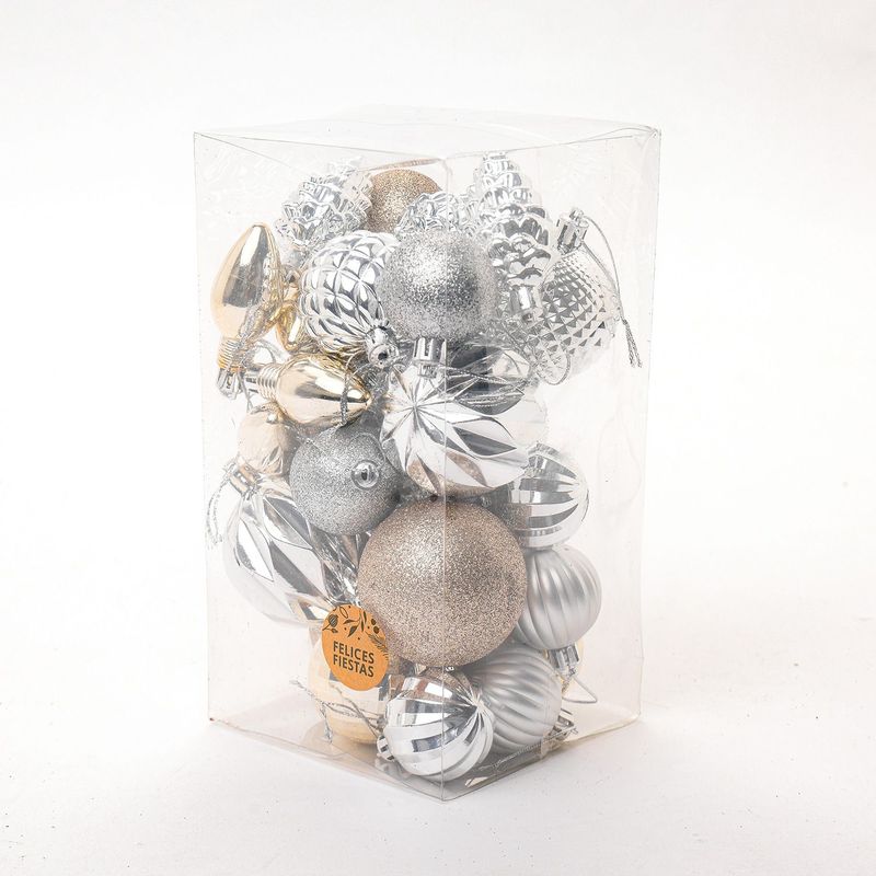 MICA - Set de Bolas Navideñas Oro Rosa 32 Piezas. Decoración para Árbol de Navidad Mica.