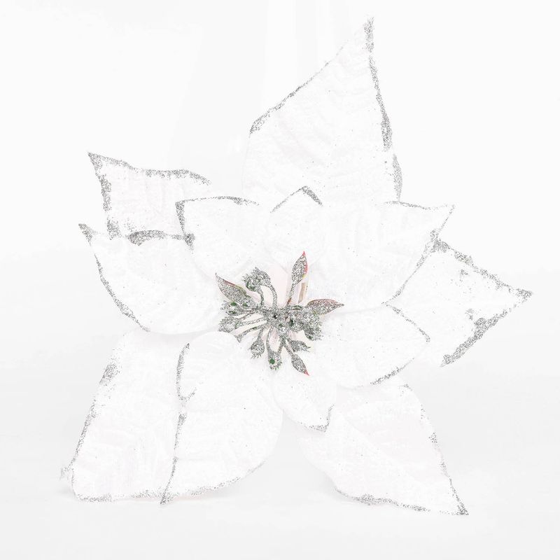 MICA - Adorno Navideño: Flor Blanca 23 cm