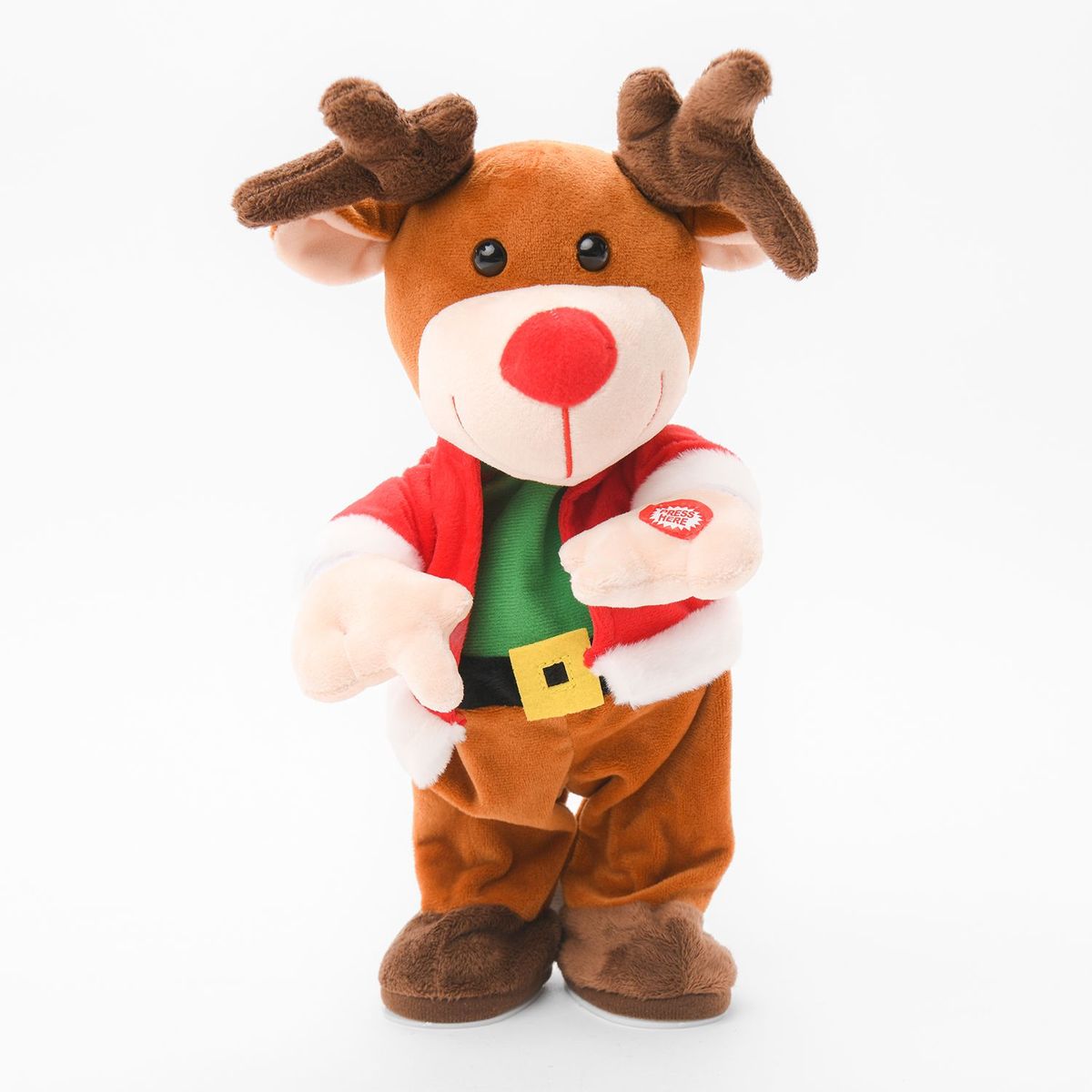 MICA - Reno Navidadeño de Peluche Musical 33 Cm Mueve la cintura. Decoración Navideña Mica