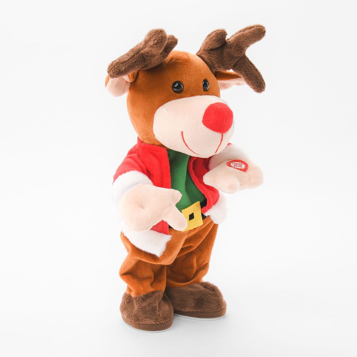 MICA - Reno Navidadeño de Peluche Musical 33 Cm Mueve la cintura. Decoración Navideña Mica