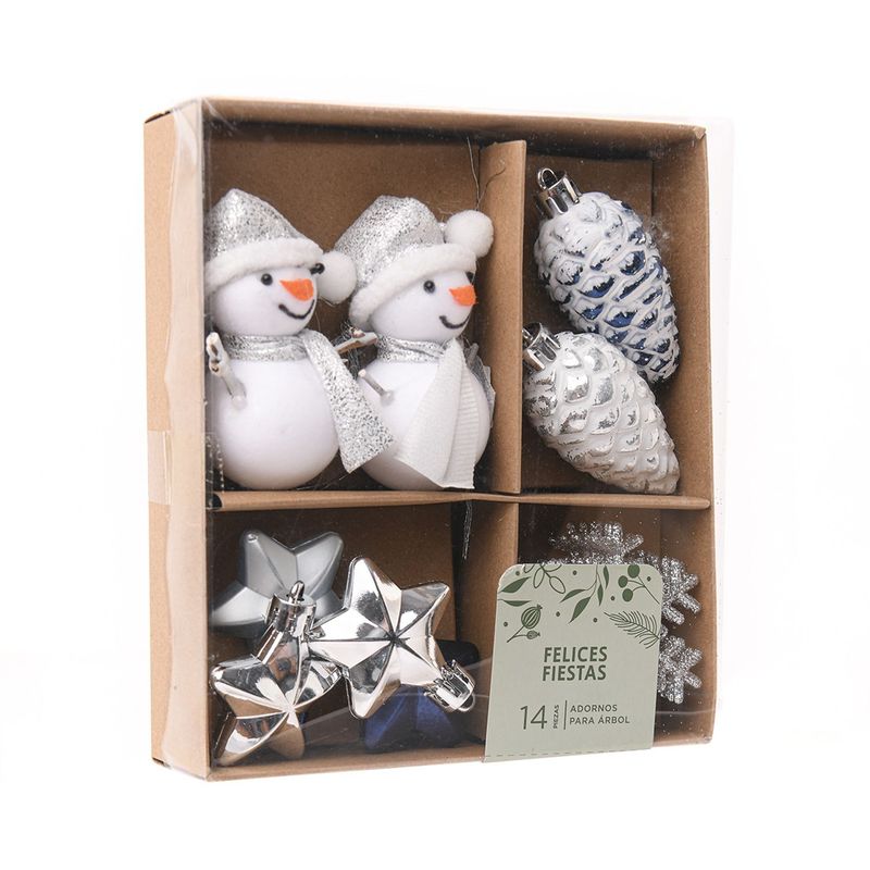 MICA - Set de Adornos Navideños Blancos 24 Piezas. Decoración para Árbol de Navidad Mica.